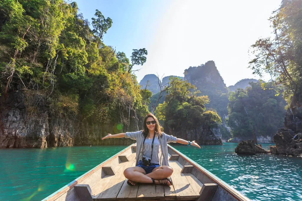 woman traveling solo river boat